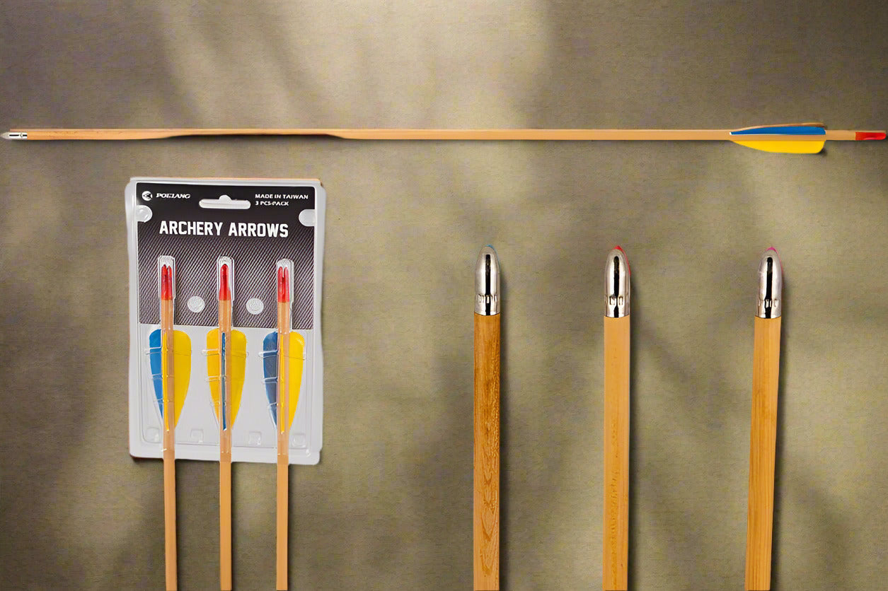 EKPOELANG WOODEN ARROW WITH NATURE FEATHER 3/PK